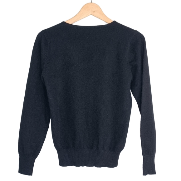 Whimsigoth Butterfly Print Cashmere V-Neck Ribbed Hem Sweater - Picture 2 of 11